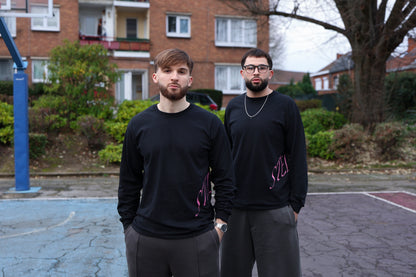 Longsleeves noir/mauve