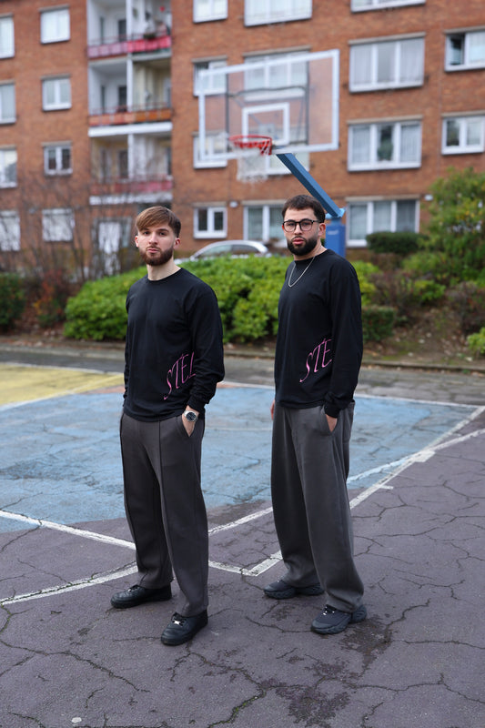 Longsleeves noir/mauve