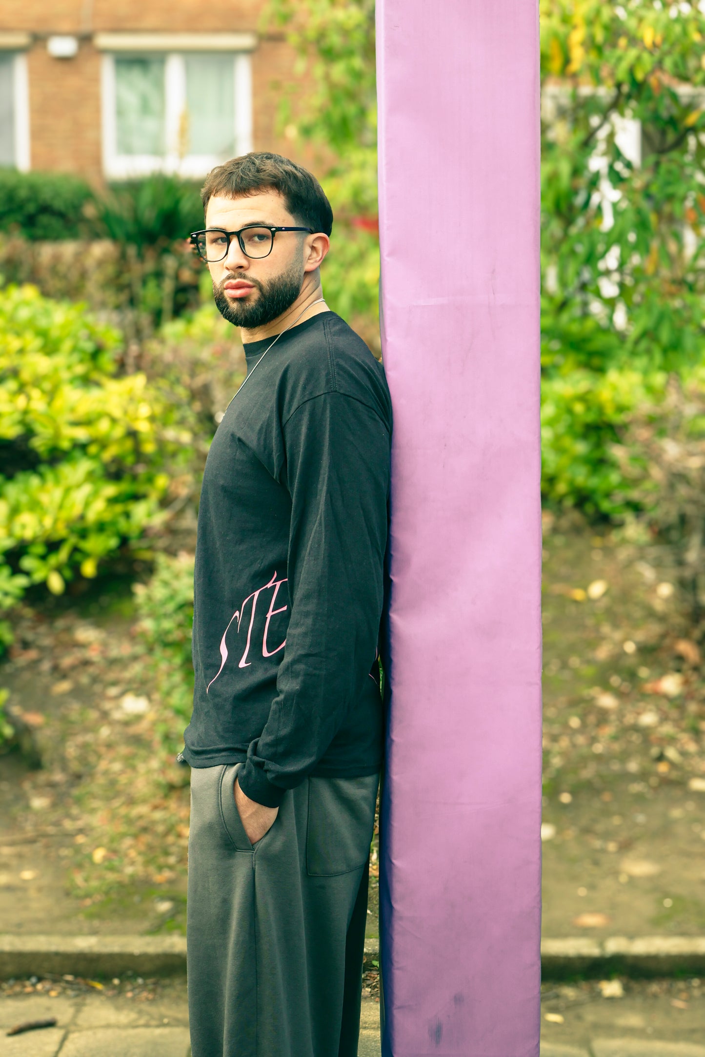 Longsleeves noir/mauve