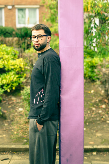 Longsleeves noir/mauve