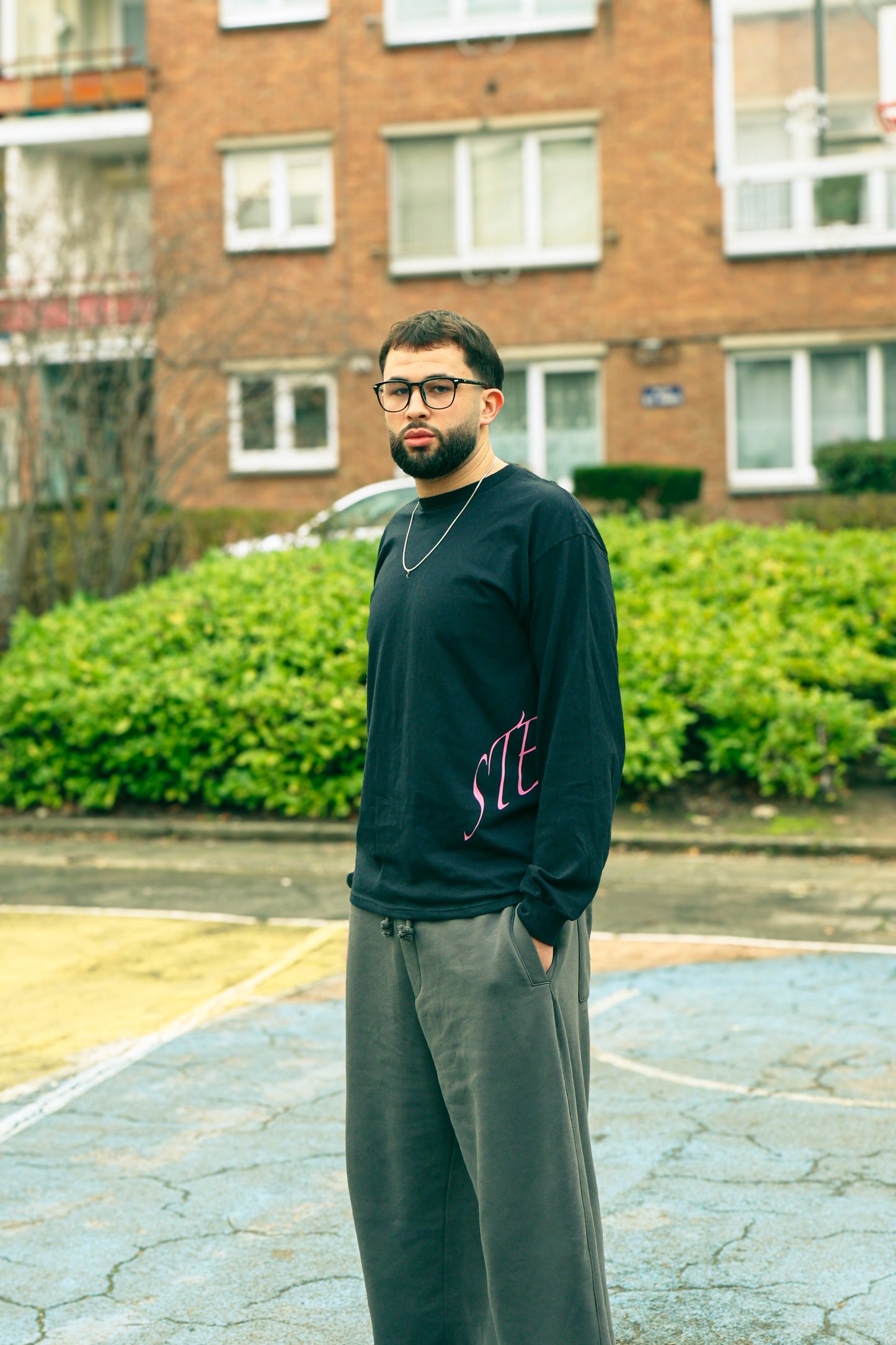 Longsleeves noir/mauve