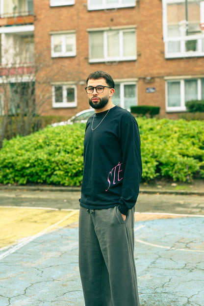 Longsleeves noir/mauve